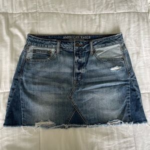 Denim jeans mini skirt